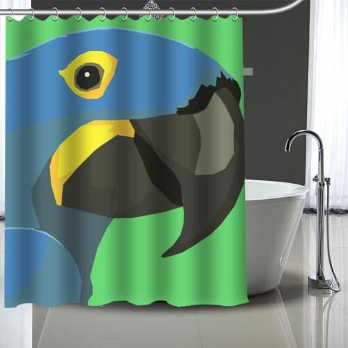 Custom High Quality Parrot Cartoon Shower Curtains Bath Products Bathroom Decor Waterproof Polyester With 12 Pcs Hooks