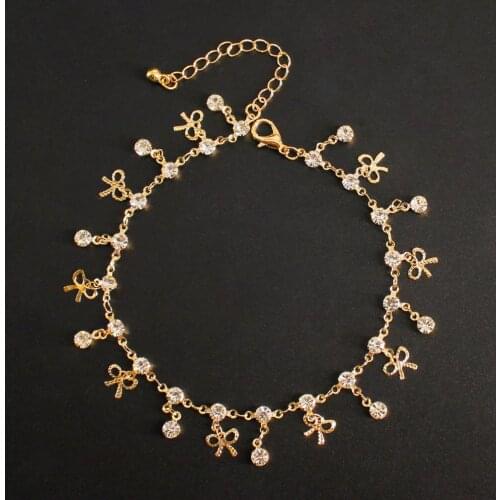 2020 Fashion Bow Knot Zircon Anklet For Women Designer Handmade Anklet Jewelry