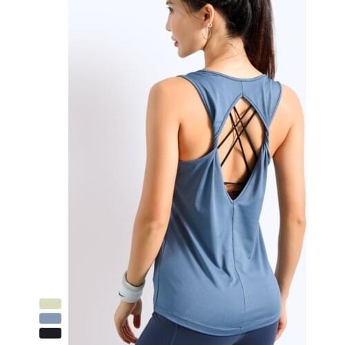 Woman sports Top Fitness Polyester Backless Loose Stretch Jogging Training Workout Short Sleeve Casual T-Shirt Yoga short sleev