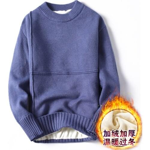 Winter Mens Sweater Casual O-Neck Pullover Mens Plus velvet Warm Sweaters Man thick Collar Knitted Pullovers Male Coats Sweate