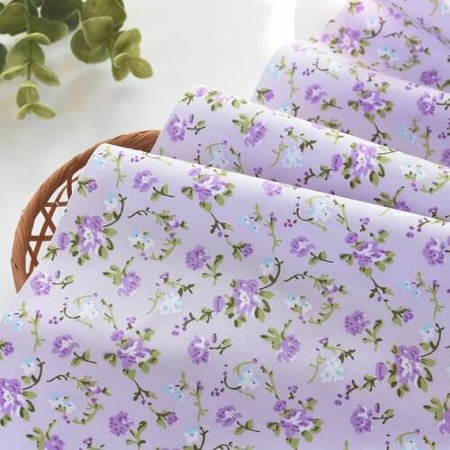 1meter 100% cotton lilac flower printing fabric for Childrens skirt dress DIY Summer clothes bag handwork fabric art XMT