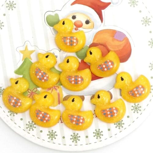 10Pcs Resin Flatback Yellow Duck Cabochons For Bows Embellishments For Scrapbooking Crafts Decoration