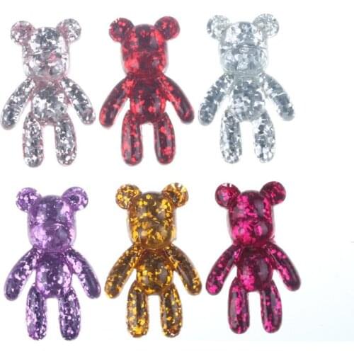 12pcs 52x32mm Cute Resin Bear Decoration Crafts Flatback Cabochon Embellishments For Scrapbooking Accessories