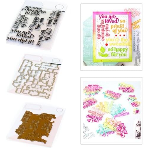 2021 New English Words So Happy For You Clear Stamps Metal Cutting Dies Hot Foil Plate Set For Making Greeting Card Scrapbooking