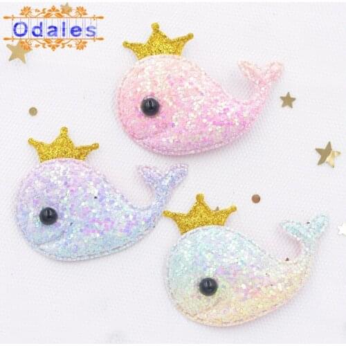 24Pcs Lovely Whale Elephant Patches for Wedding DIY Crafts Hair Clips Iridescence Animal Appliques Hair Bow Center Decoration
