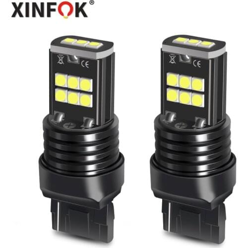 2x Car LED Bulbs Turn Signal Reverse Lights XFX004 7440 T20 W21W 7443 DC 12V 6000K White 3030 SMD 15xLED Chips Parking Lights