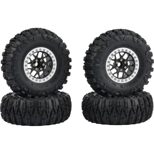 4Pcs 2.2Inch Beadlock Wheel Rim Tires Set for 1/10 RC Crawler Car Axial SCX10 RR10 Wraith Traxxas TRX4