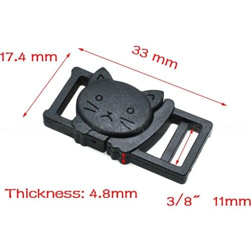 5pcs 3/8"(11mm) Cat-Head Plastic Safty Breakaway Buckles For Cat Collar /Paracord Webbing Garment Accessories Black