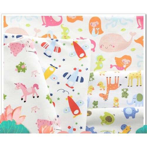 50x145cm Stretchy printed cartoon baby cotton jersey fabric DIY baby sewing clothing fabric by half meter