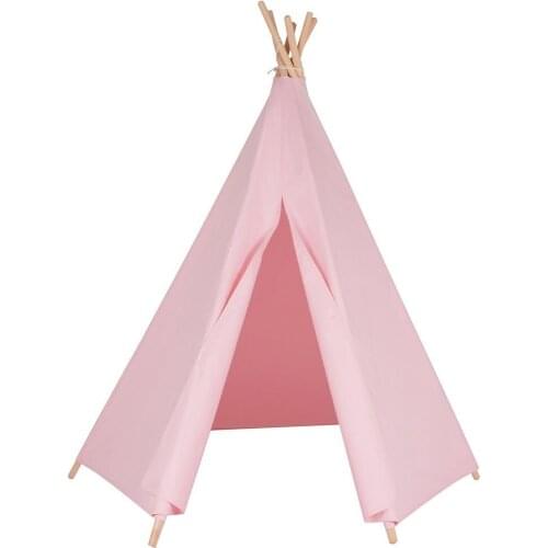 6-poles pink color teepee kid play tent cotton canvas kids teepee white playhouse fabric children bed tent indoor