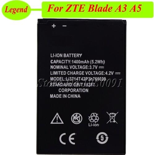 1400mAh Li3714T42P3h765039 Battery For ZTE Blade A3 T220 AF3 T221 A5 AF5 Bateria Batterij Accumulator