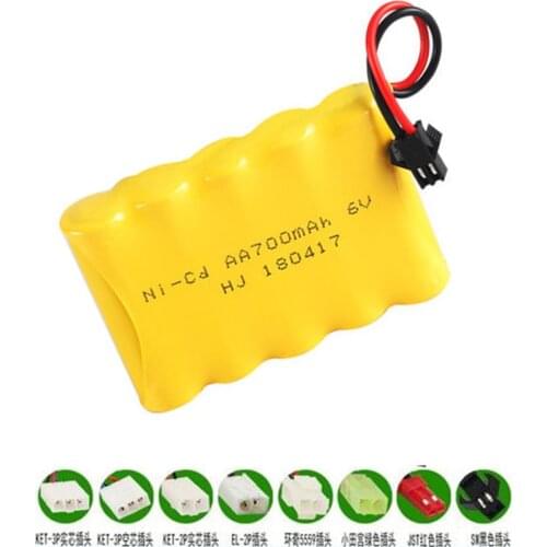 6v 700mAh NiCD Battery For Rc toys Cars Guns Tanks Robots NI-CD 6v Rechargeable Battery AA Battery 1-10 PCS For RC boats