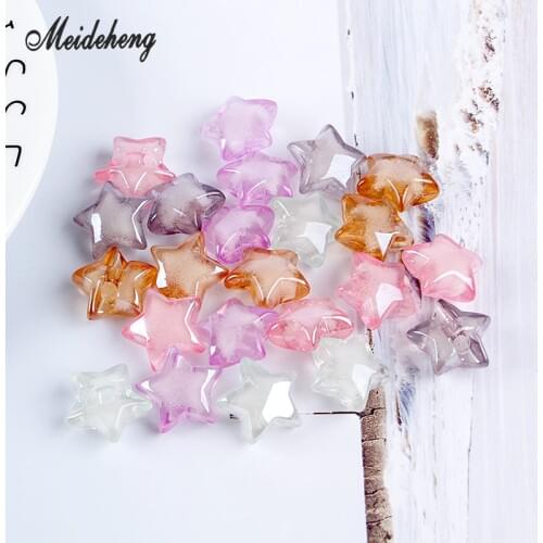 19mm Acrylic Snow Star Bubble beads for jewelry Making Transparent Back hole Hair ornament Multicolor handmade materials