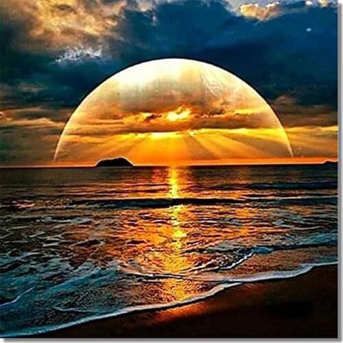 Diy 5d diamond painting living room Beach sunset bedroom cross stitch diamond stick drill home decon Easter Valentines Day
