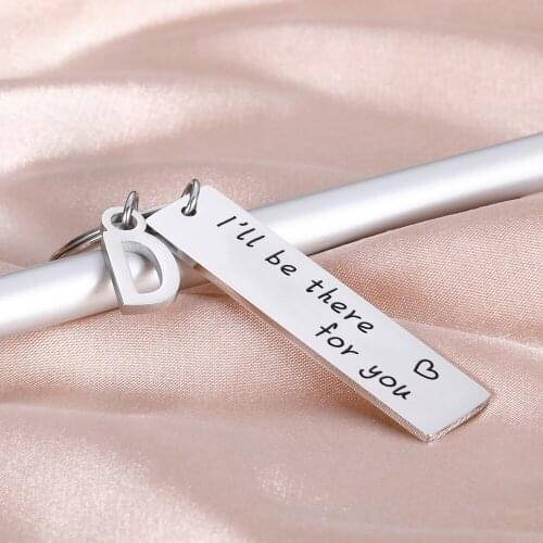 Two Sides Lettering A-Z Couple Keychain I'll be there for you For Husband Boyfriend Birthday Valentines Gift Jewelry Key Chain