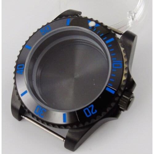 Watch Case 40mm Black PVD Coated Sapphire glass Mens Watch Case Fit NH35 NH35A NH36 Automatic Movement