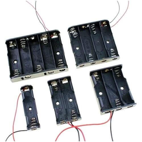 Black Plastic 1x 2x 3x 4x Battery Storage Box Case 1 2 3 4 Slot Way DIY Batteries Clip Holder Container With Wire Lead Pin
