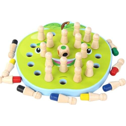 Kids Apple Cat Fish 2 in 1 Piece Match Memory Chess Puzzle Game Educational Toy