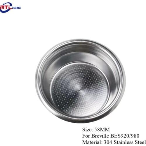 58mm Filter Replacement Basket for Coffee Machine Breville BES920 980 Portafilter Coffee Maker Espresso Machine Parts