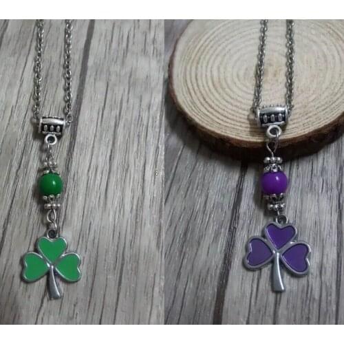HOT !!! Fashion Choker Vintage ALLOYGREEN 3-LEAF CLOVER IRISH SHAMROCK CORD Necklace&Pendants Women Jewelry B541