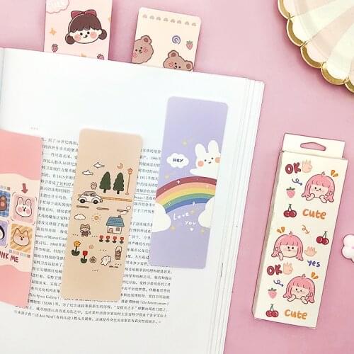 Creative Cartoon Bear Cute Boxed Paper Bookmarks Student Cute Reward Gifts Stationery Small Prizes 30 Book Clips