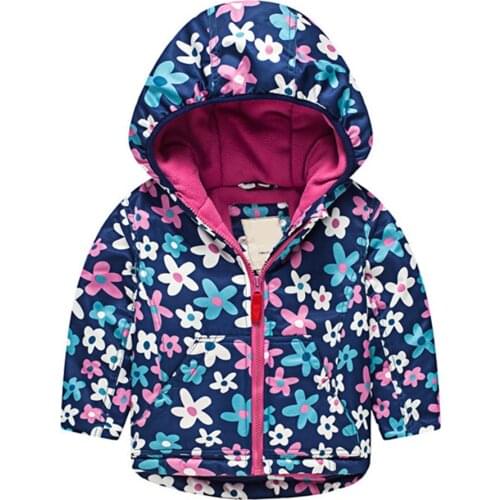 2021 New Autumn Winter Boys Girl Fleece Coat Children Outdoor Windbreaker Kids Flowers Butterfly Cartoons Hooded Jackets