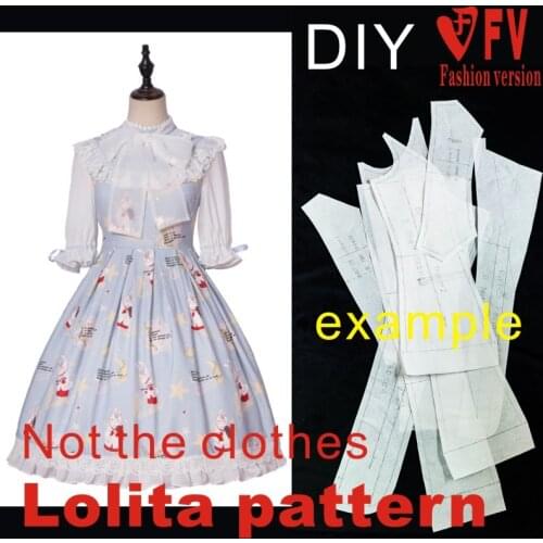 Lolita skirt pattern womens mid-sleeve dress 1:1 cutting design drawing LOLI-9