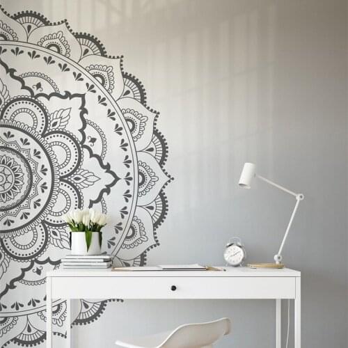 Lotus Mandala Wall Sticker Ethnic Indian Buddhism Yoga Club Boho Style Home Living Room Bedside Door Decoration Vinyl Decal Gift