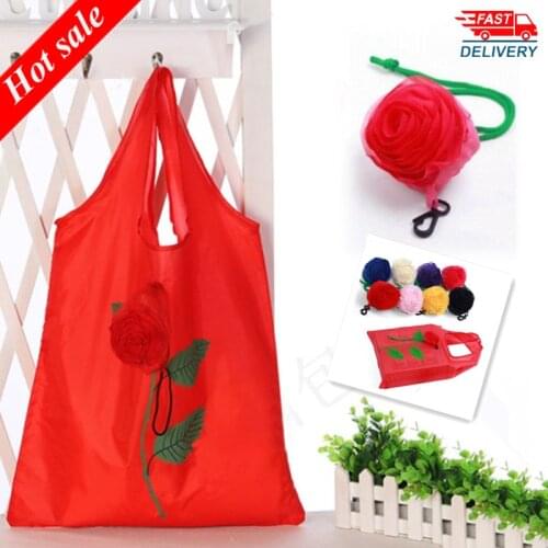 Flower Reusable Eco Bags Grocery Bag New Fashion Multi -color Rose Foldable Shopping Travel Women No Zipper Nylon Casual 80 * 38