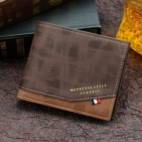 Fashion Mens Wallet Money Bag Solid Color Leather Business Short Wallet Famous Vintage Walltes Multi-card Soft Purse Coin Bag