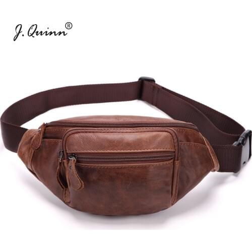 J.Quinn Men WaistPacks Genuine Leather Waist Bag Male Travel Waist Pack Fanny Pack Belt Bag Phone Pouch Bags Small Chest Packs