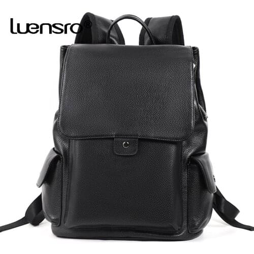 Men Backpack Bookbag Mens Bag Genuine Leather Luxury College Back Pack Fashion Waterproof Travel Backpack USB Luggage Bag Laptop