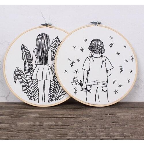 Sketch Easy Embroidery Kit For Beginner Printed Needlework Cross Stitch Set Sewing Art Wall Embroidery Painting Home Decor