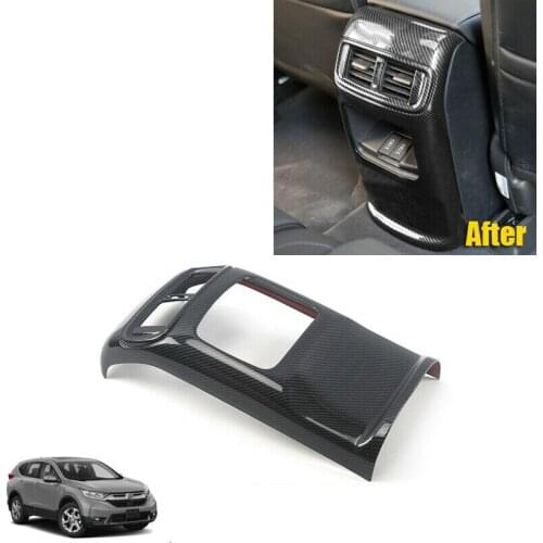 NEW-1Pcs Car Outlet Vent Sticker Trim Frame Rear Carbon Fiber Air Conditioning Outlet Vent for Honda CRV CR-V 2017 -2021