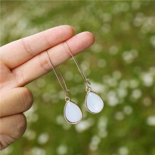 New Korean Style Water Drop Long Earrings Resin Stone Pendant Dangle Earring For Women boucles d'oreilles pendantes