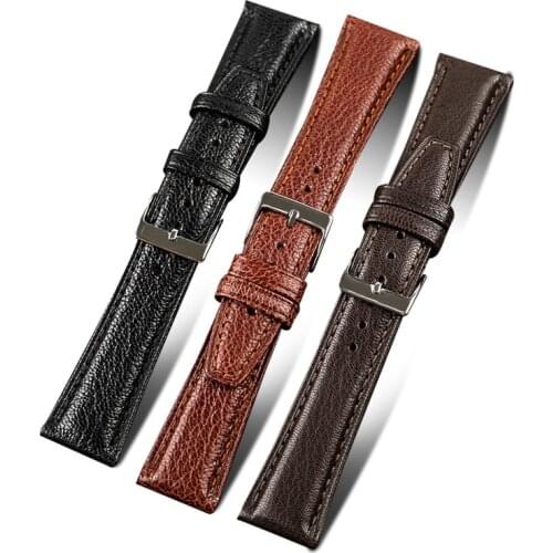 New Goat Skin Leather Watch Strap 20mm 22mm 24mm Soft Watchband Black Brown Coffee With Stainless Steel Buckle