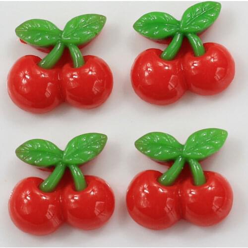 Wholesale Cute 19*22mm Red Cherry 3D Novel Chunky Loose Resin Beads Charms Cheap for Decoration