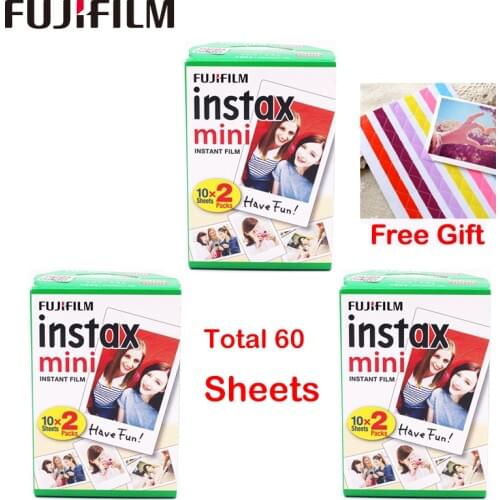 Original 60 Sheets Fujifilm Fuji Instax Mini White Film Instant Photo Paper For Instax Mini 11 7 7s 8 9 70 25 Camera SP-2