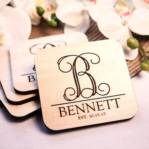 Personalized Coasters, Wood Slice Coasters, Rustic Wood Ornament, Wood Custom Name Coasters, Table Decor