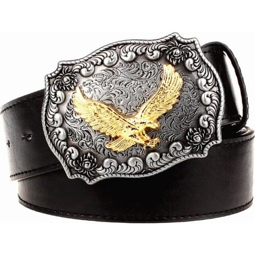 Wild Personality Mens belt metal buckle Golden Eagle belts punk rock style trend women belt Apparel Accessories