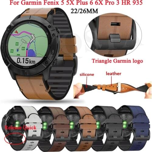 Leather Silicone Watchband Strap For Garmin Fenix 5/5X Plus 6/6X Pro Smart Watch Bracelet 22 26mm Quick EasyFit Wristband Correa