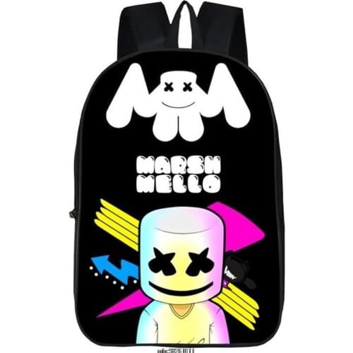 DJ Marshmello School Rucksack Fashion Laptop Backpack DJ Marshmello Children Boys Girls School Kids Kindergarten Bags