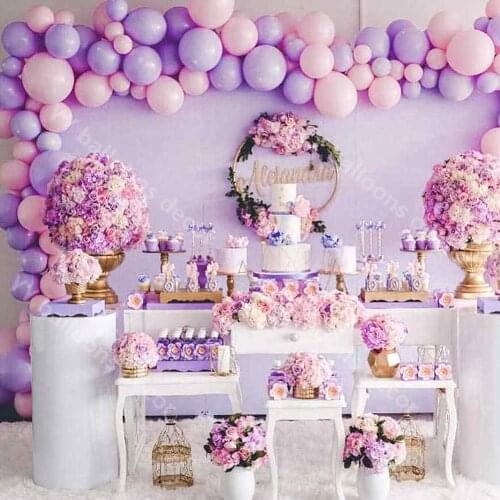 DIY balloon garland arch Pastel Macaron Pink Purple Gold Silver Metallic Princess Birthday Party Decoration Supplies