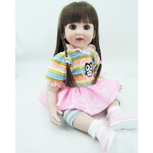 Silicone Reborn Babies Doll Toy 60cm Vinyl Princess Toddler Doll bebe girl adorable doll kids Birthday Gift Present Girls