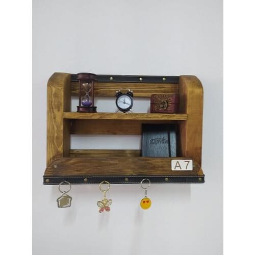 Blue Trend Decorative Wooden Key Hanger and Dekorarif Wall Mail Rack A7 Model