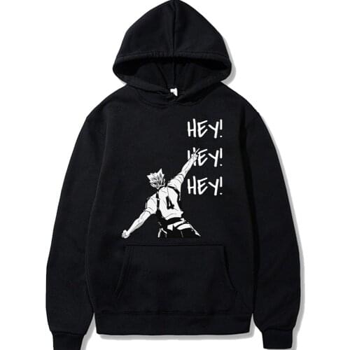 Haikyuu Hey Hey Hey Anime Mens Hoodies Men Women Long Sleeve Sweatshirt Karasuno Fly High Casual Men Clothes Male