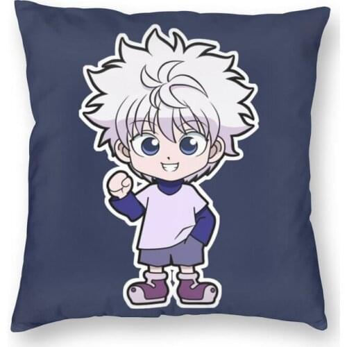 Vibrant Shonen Hunter Anime Square Throw Pillow Cover Home Decor Hunter x Hunter Killua Zoldyck Cushion Cover for Living Room