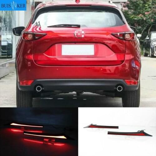 2PCS LED Reflector For Mazda CX-5 CX5 2017-2020 Car Tail Light Rear Bumper Light Rear Fog Lamp Brake Light