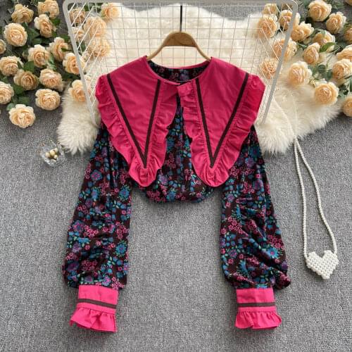 Sweet Dot Chiffon Shirt Women Long Sleeve Blouse Spring Square Collar Solid Chic Y2k Tops Elegant Slim Office Lady Short Blouses