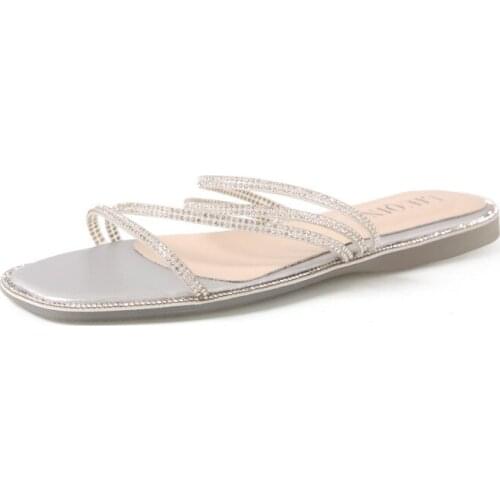 Slippers women 2019 Summer New Outdoor Rome Crystal Casual Flat with slipper Woman Slides Size 35-39
